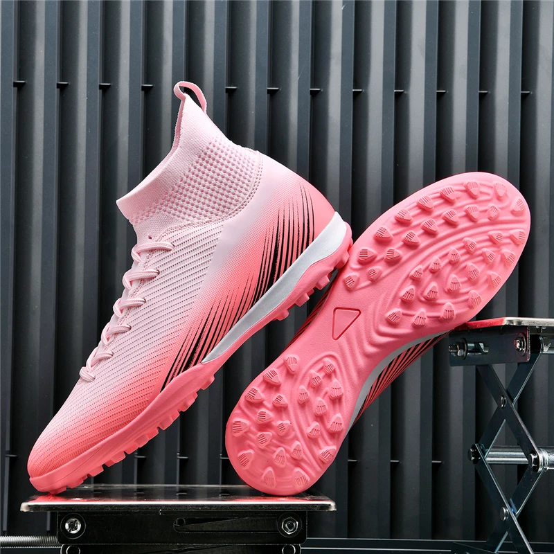 Clean trendy football boots stable turf stud grip wearproof outsole lightweight design youth indoor soccer training footwear