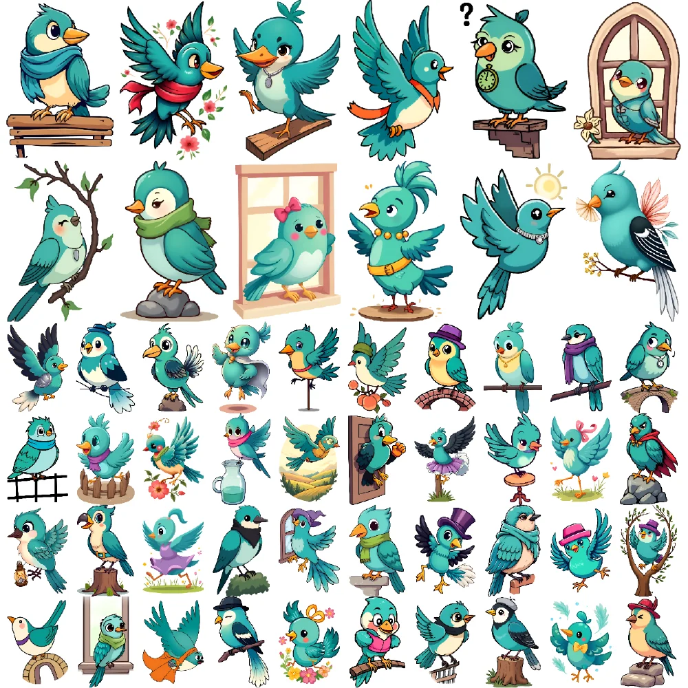 

54pcs Temporary Tattoo Cartoon Birds Cartoon Bird Illustrations Temporary Tattoo Stickers For Arms