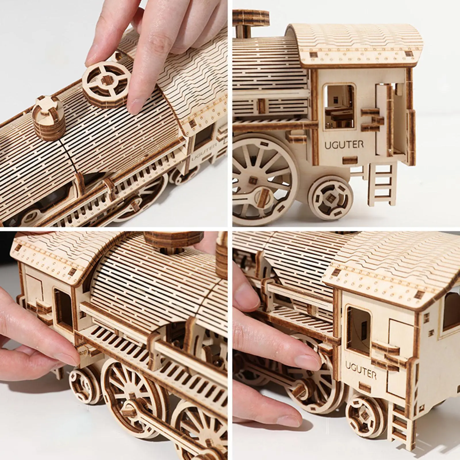 3D Wooden Puzzle Steam Train Model Display Party Favors DIY Brain Teaser Assembling Toy for Household Living Room Child Adults