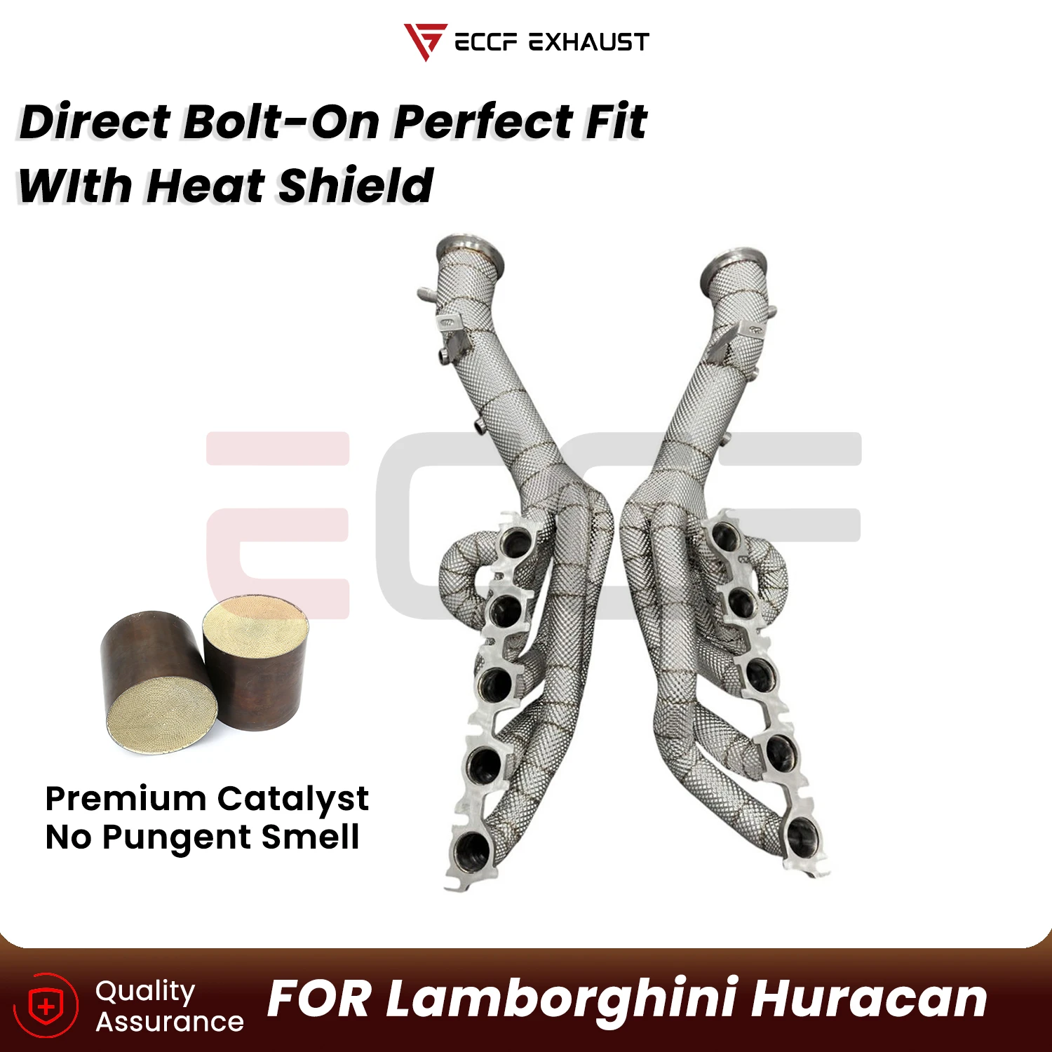 

ECCF Premium High Flow Stainless Steel Headers with Heat Insulation For Lamborghini Huracan Plug and Play Performance Upgrade