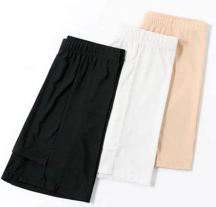 Summer Women's Elastic Waist Ice Silk Safety Pants Double Layer Seamless Anti-Light Bottoming Trousers plus Size