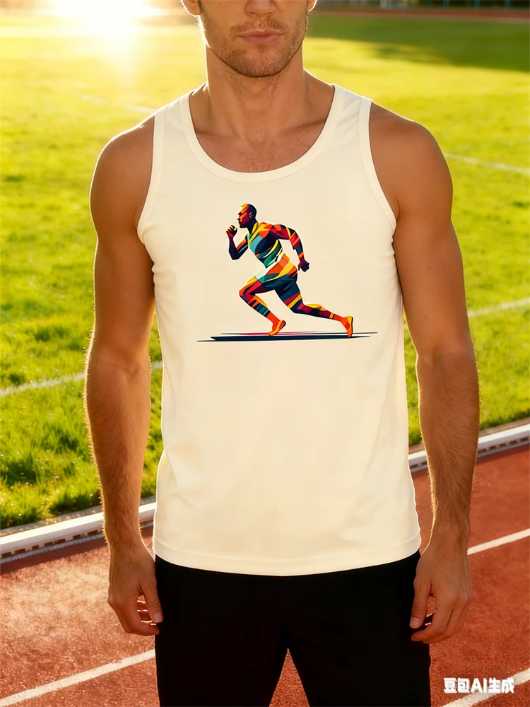 3D Sport Running Men's Tank Top Summer Loose Leisure Comfortable O-Neck Sleeveless T-shirt Daily Large Size Fashion Men Clothing