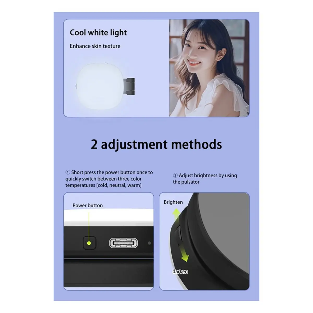useful Phone Magnetic Selfie Fill Light Live Photo Mini Portable Makeup Mirror Foldable Pocket LED Light Mobile Phone Holder