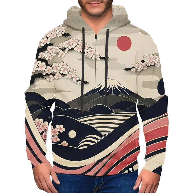 Japanese Style Vintage Men's And Women's Zip Up Hoodie New Fall And Winter Tops Coats Casual Plus Size Men Clothing Dropshipping