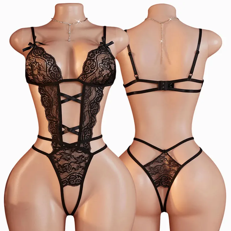 Summer One-piece Pajamas Hot Sexy Women's Open Nightwear Costume Sleeveless Suspenders Lingerie Erotic Night Crotchless Bodysuit