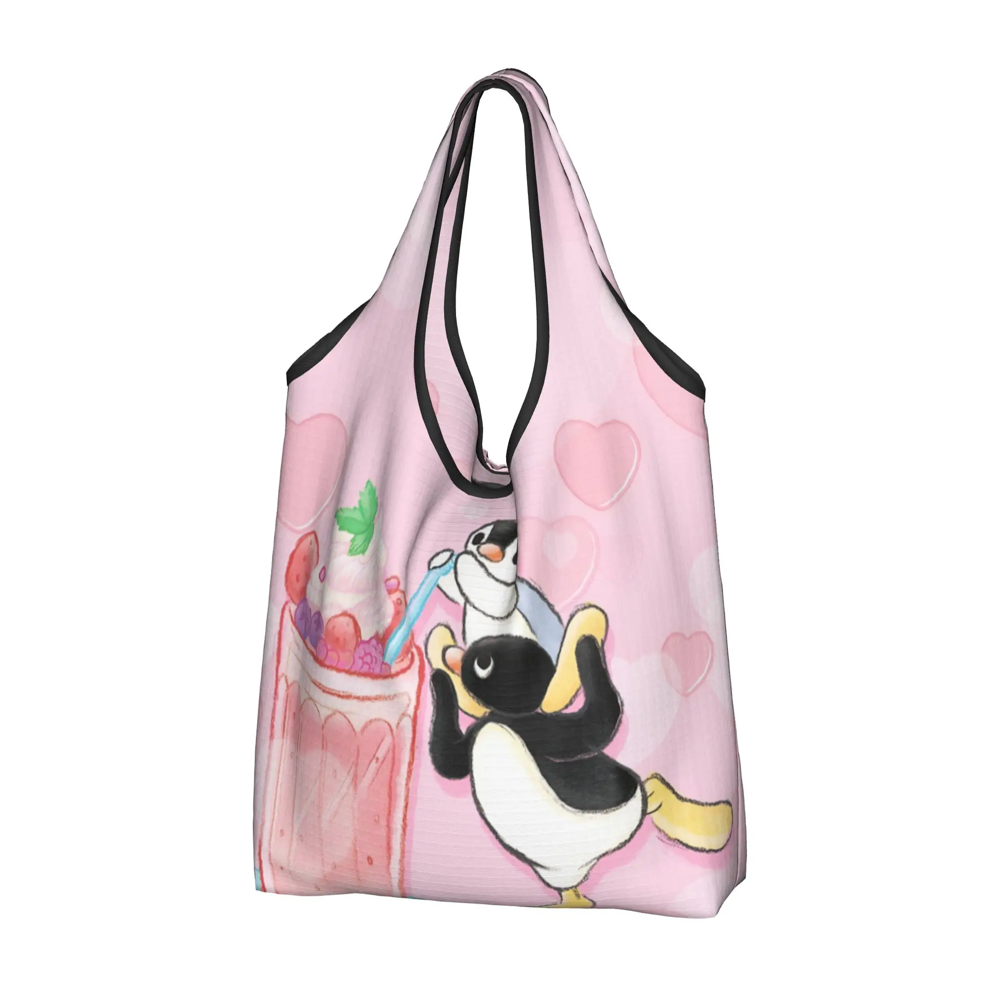 Fashion Print Penguin Cartoon Manga Shopping Tote Bag Portable Shopper Shoulder Japan Handbag