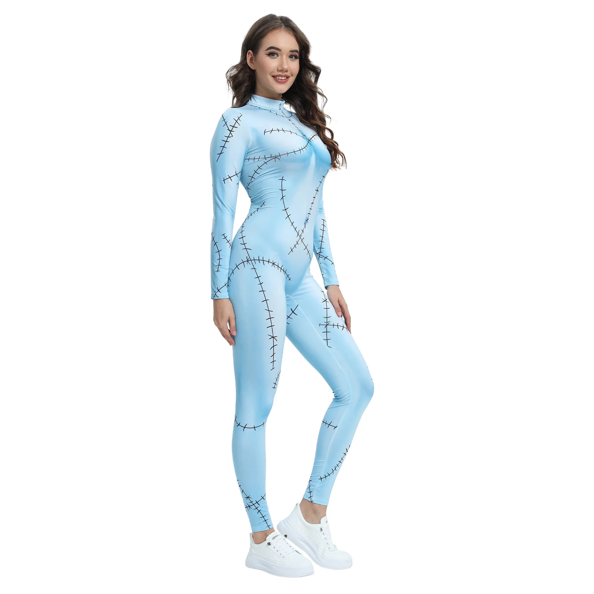 Loween Par Performance Feminino Impresso Dr Cisas Screng Noite CCosplay Sally Saia Fem Traje Étnico Desgaste