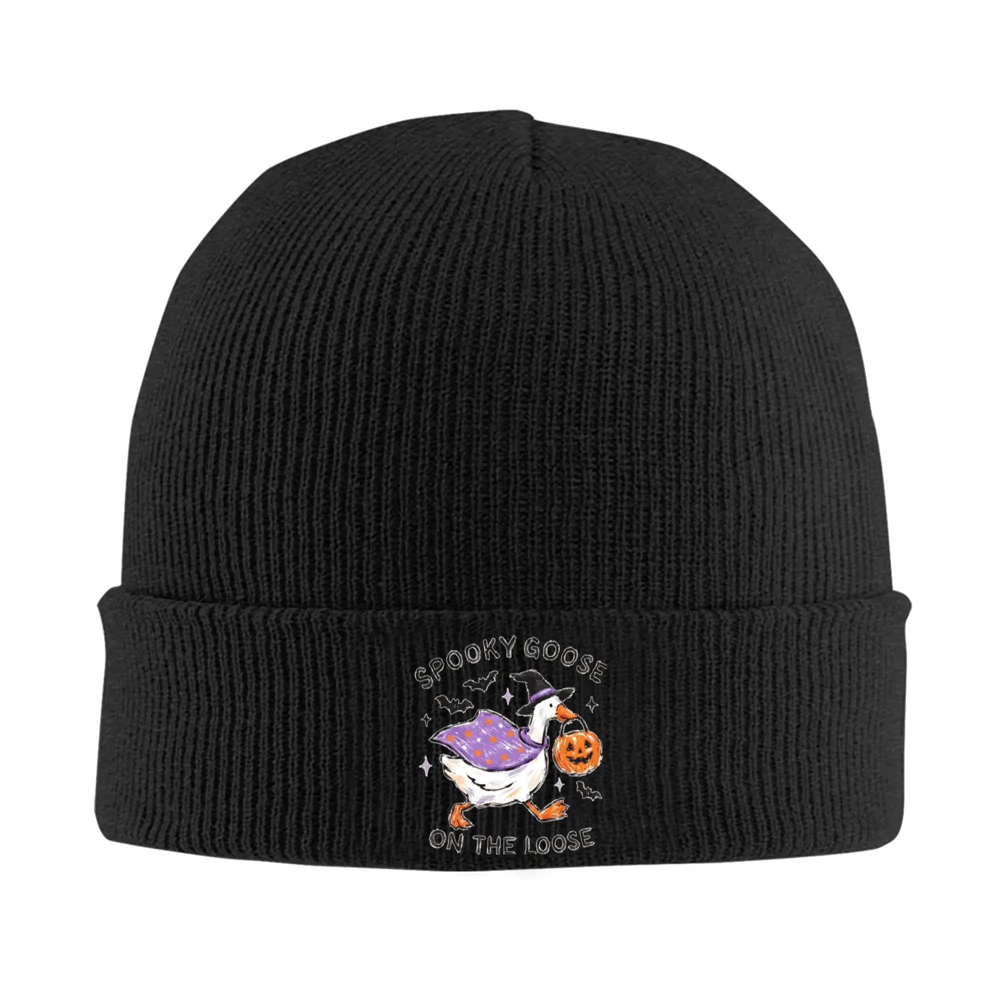 Spooky Goose Halloween Costume Knitted Caps Women's Men's Beanies Winter Hats Acrylic  Casual Melon Cap
