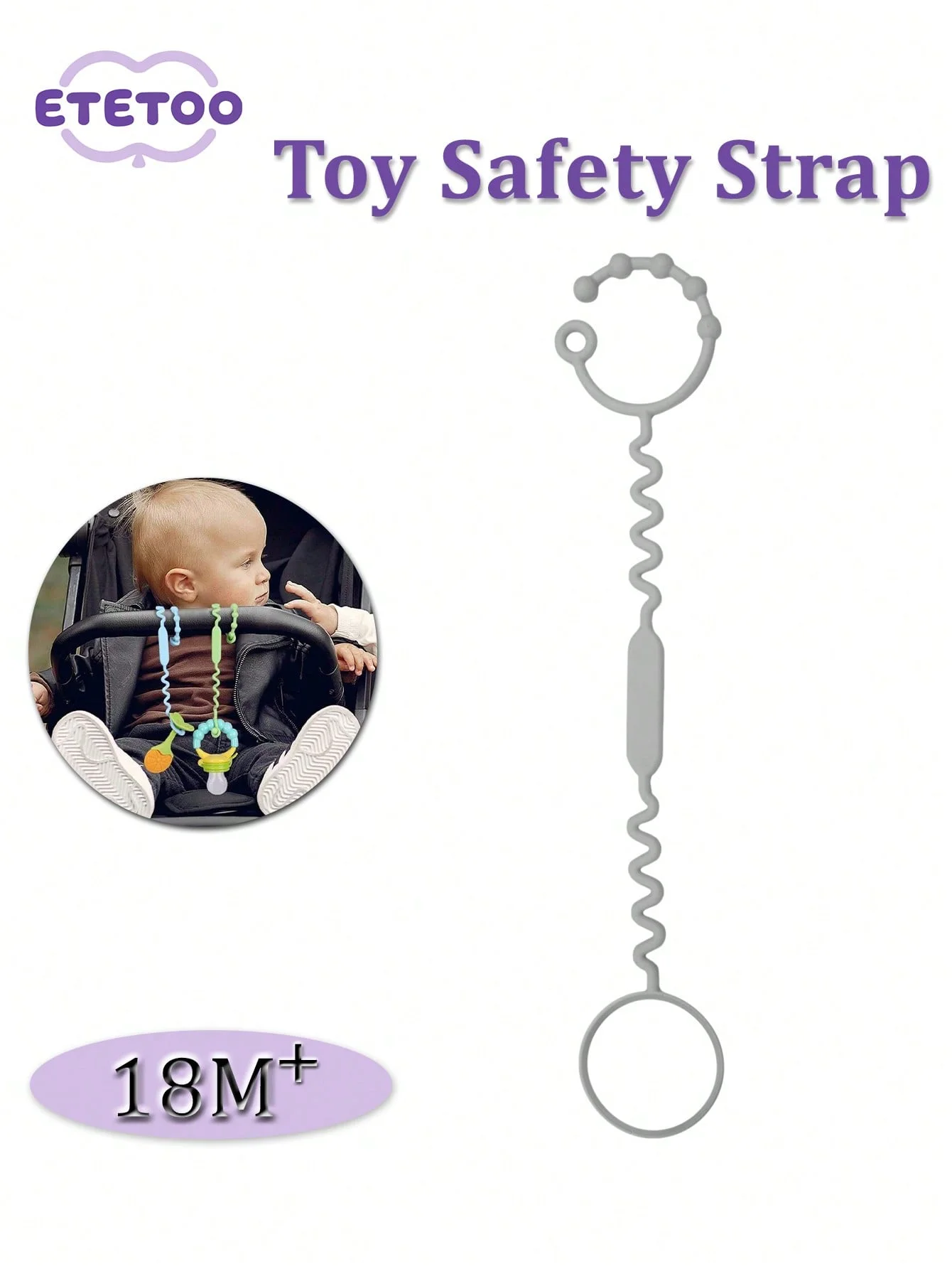 1PK Silicone Bottle Straps. Adjustable safety leashes for toys. Perfect for strollers, highchairs & car seats.