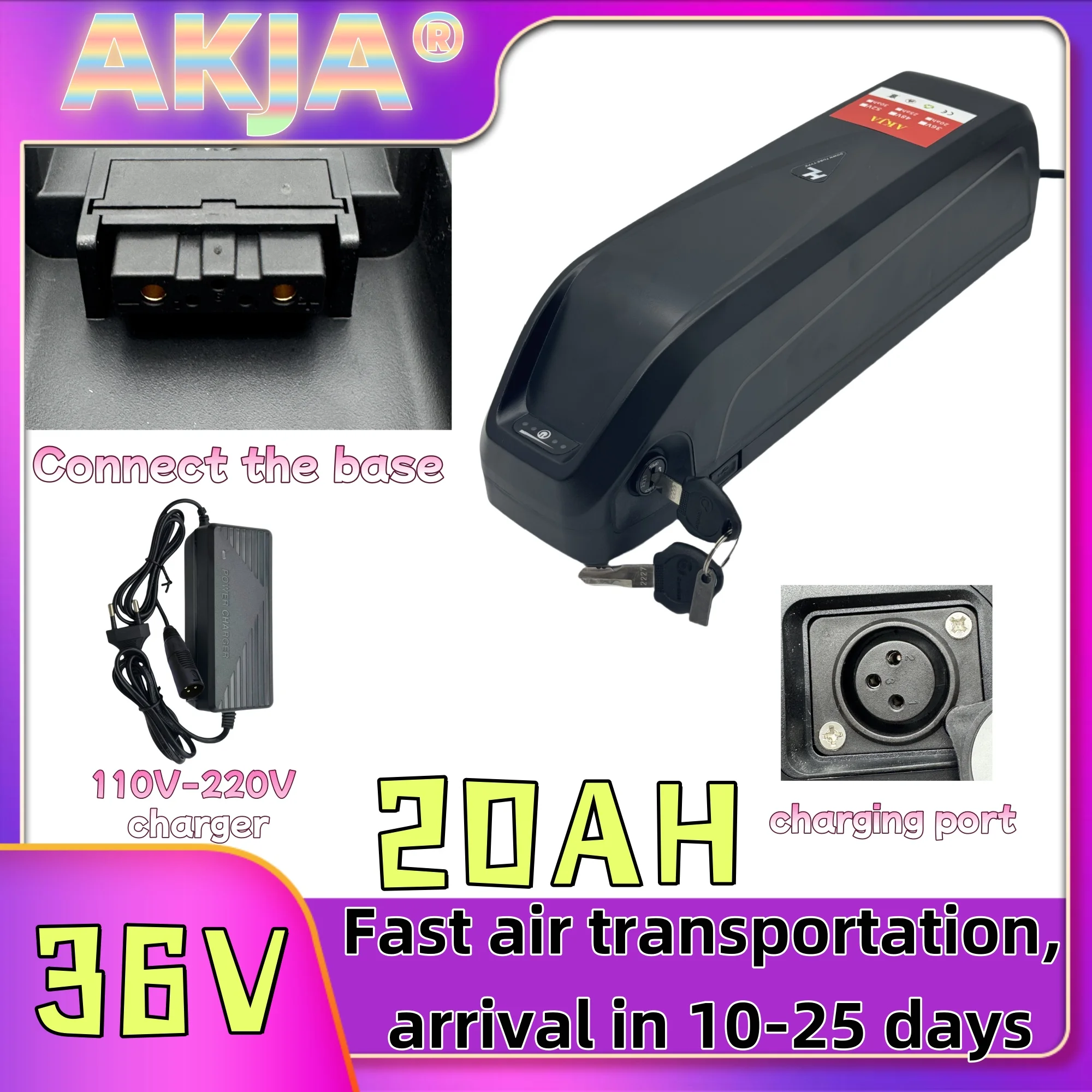 

Air fast transportation，New Full Capacity Power，18650 Hailong Battery，36V20AH Lithium Battery Pack，Suitable for 250-3000W