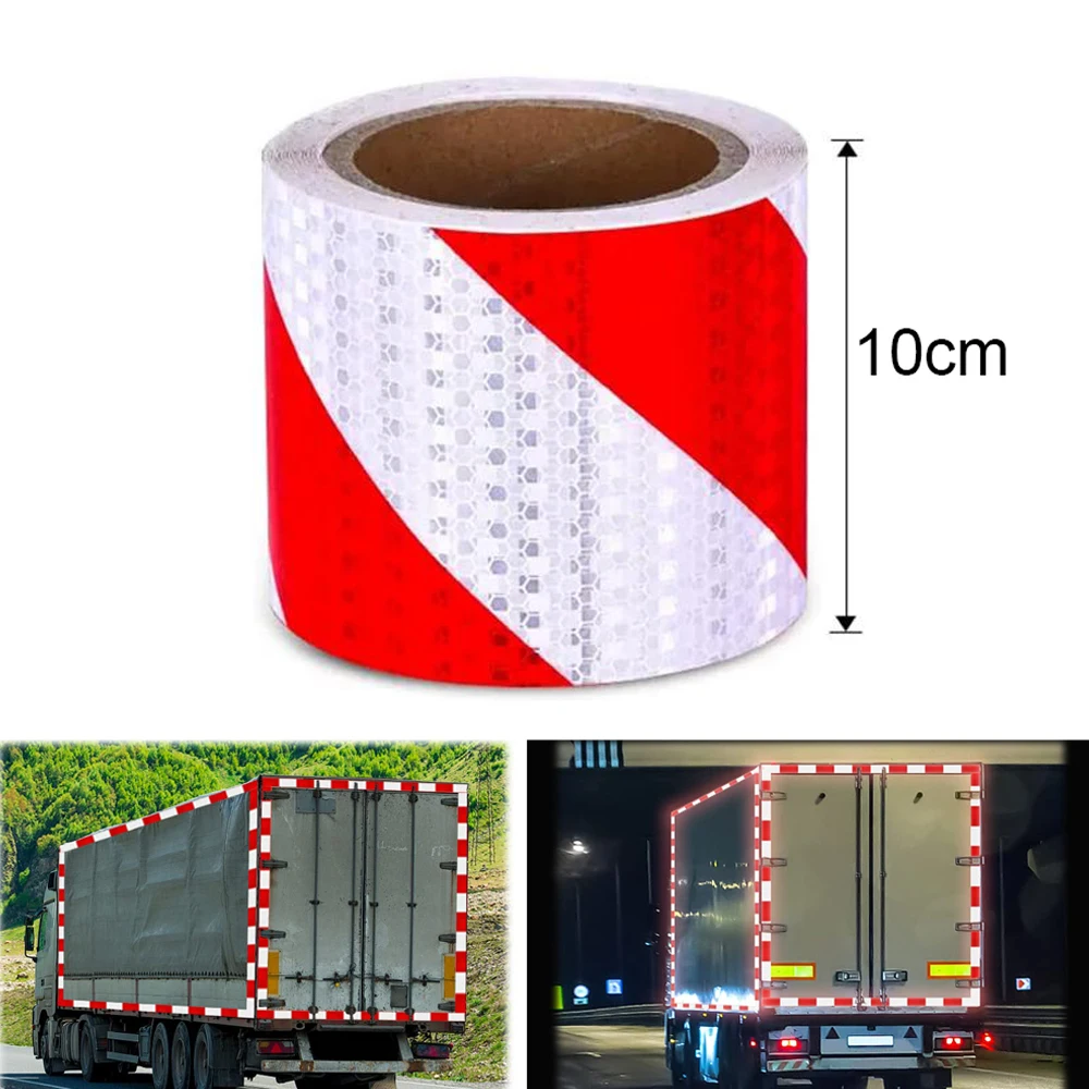 Red White Twill Reflective Strip Warning Tape Waterproof Self-Adhesive Sticker For Truck Traffic Garage Floor