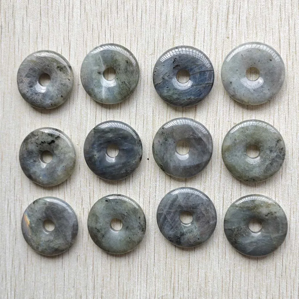 

30mm Fashion good quality Natural Labradorite stone circle donut charms Beads for jewelry accessories making 12pcs/lot wholesale