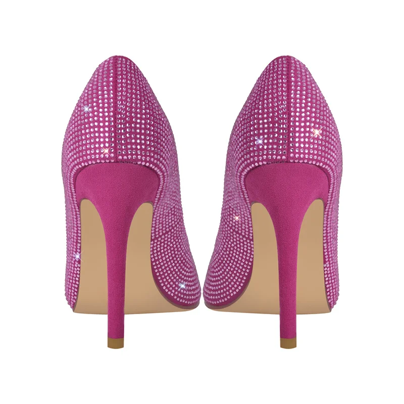 Onlymaker Women Pumps 12CM Pointed Toe Rhinestone Stiletto Thin High Heel Fashion Female Shoes