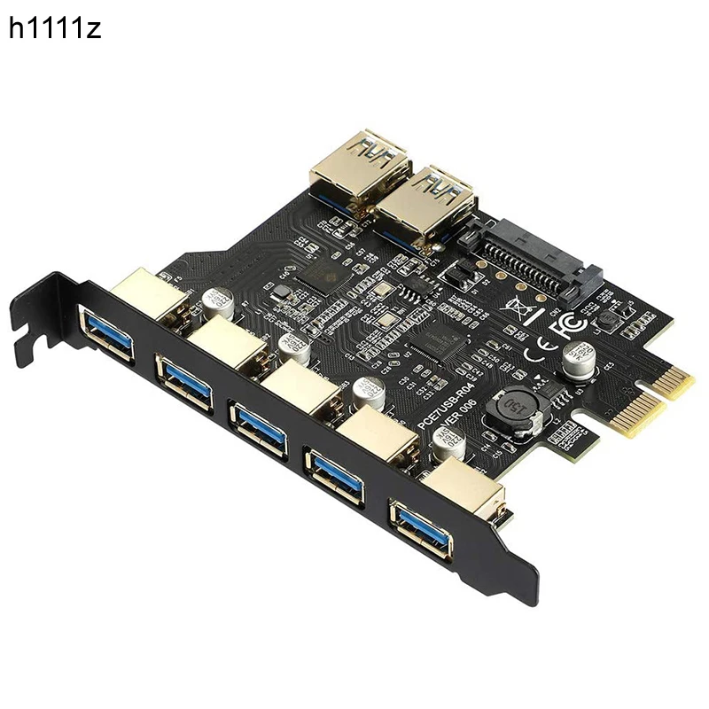 

NEW 5/7 Port USB 3.0 PCI Express Expansion Card Adapter PCIE X1 to USB3.2 Gen1 5Gb 19Pin Header SATA/4Pin Power NEC D720201 Chip