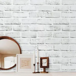 Brick Peel and Stick White Grey Brick Contact Paper Self Adhesive 3D Brick Wallpaper Removable for Bedroom Living Room Decor