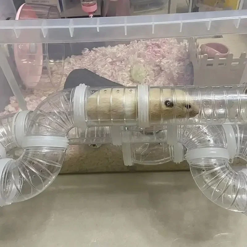 Hamster Tube Set Transparent Curved Tube Pet Cage Tunnel Connection Tunnel Exercise Toy Suitable for Mice Hamsters Rats and Ot view 5