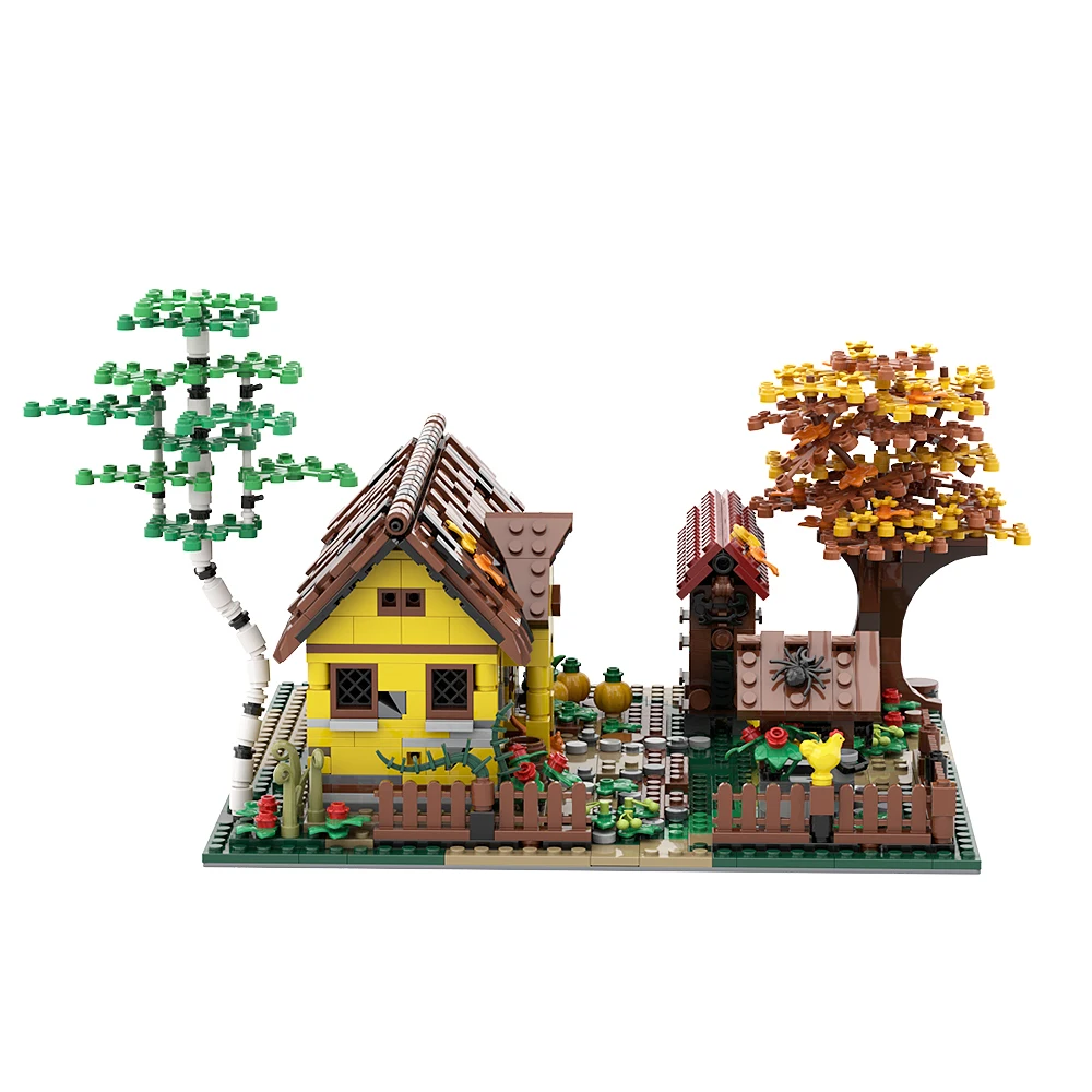 MOC Domek w lesie Dom wiejski Willa Zmontowany Klocki Konstrukcyjne Domek na drzewie Wakacje w wiejskiej domu Klocki dla dzieci Zabawka Prezent urodzinowy dla dzieci