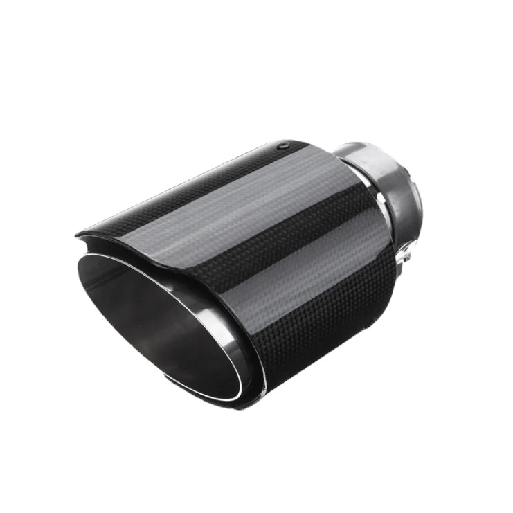 63-114mm Carbon Fiber Stainless Steel Exhaust Muffler Tip Tail Pipe 2.5