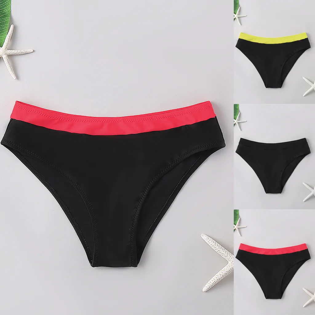 High Waist Swimming Trunks Women Plain Swim Shorts Bikini Bottoms Swimwear Boy Ladies Style Patchwork Color Bikini Short