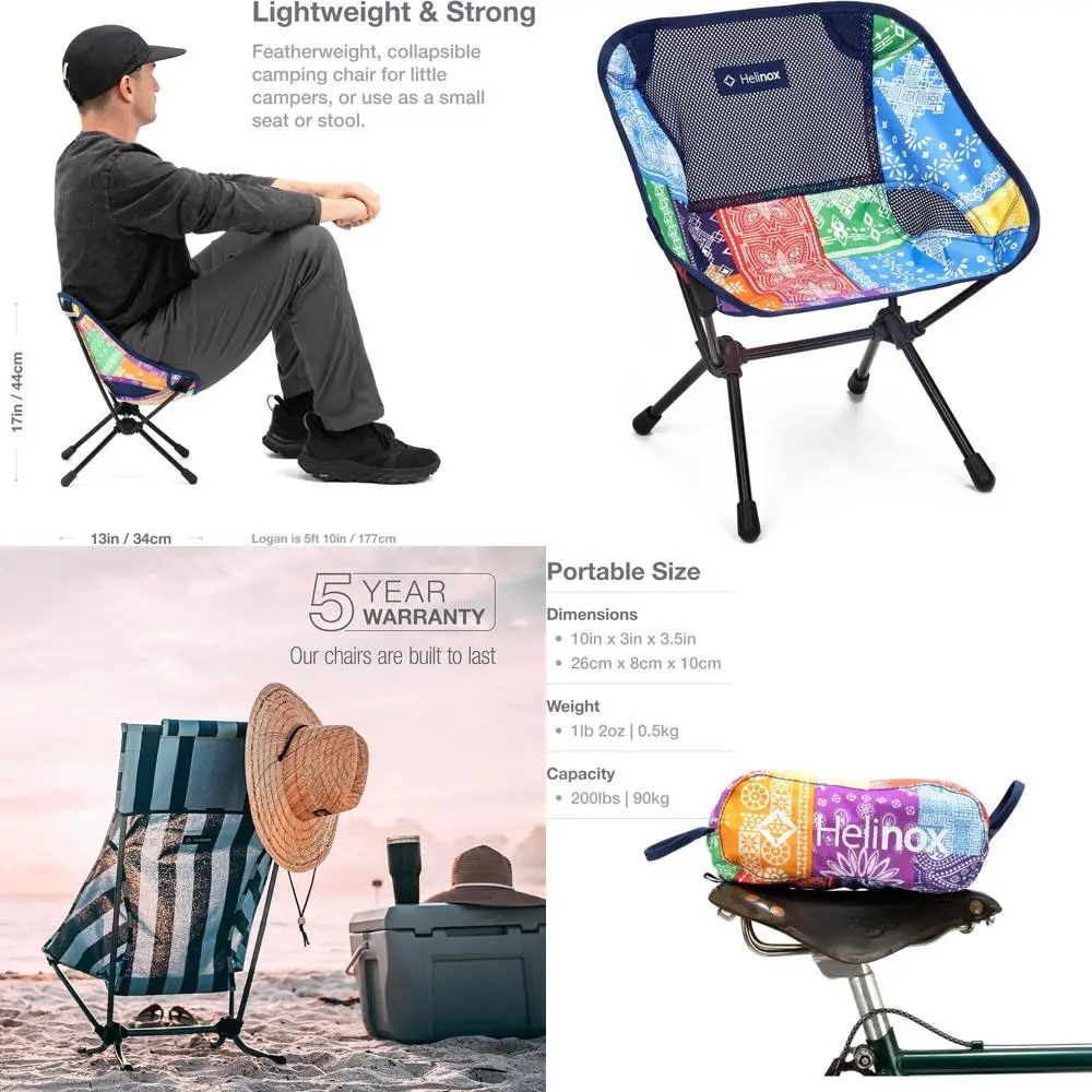 

Ultra-Lightweight Mini Camping Chair with Compact Design and Rainbow Bandana
