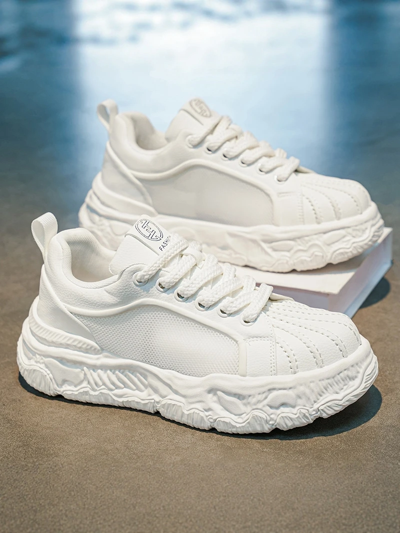 

Men's Summer Casual Versatile Toe Board Shoes Sports Thick Bottom Mesh Surface Trendy White Shoes Breathable Comfort