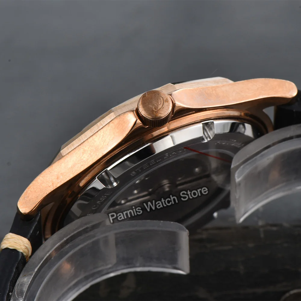 Caja de reloj de Material bronce de 41mm, cristal de zafiro, resistencia al agua 5ATM, reloj mecánico de movimiento automático japonés Miyota8215