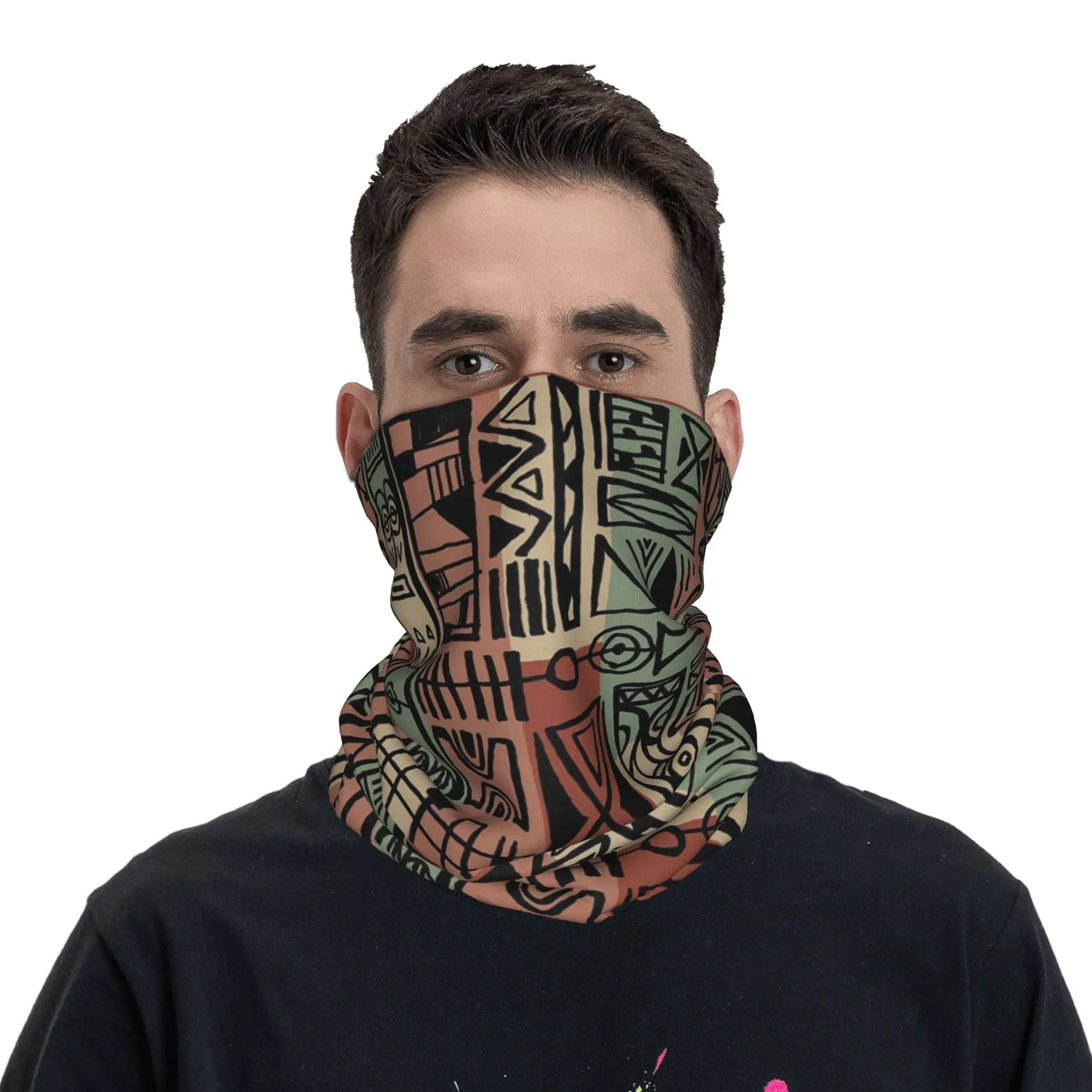 Biihudu Funky Tribal Stripe Bandana Neck Cover Printed Mask Scarf Multifunction Balaclava Riding Unisex Adult