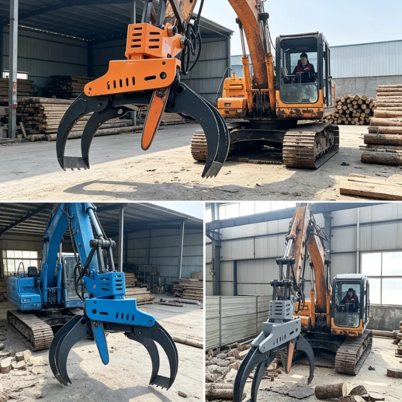 Customized tree cutter grapple saw hydraulic 360 rotator wood grab forestry log shear tool attachment