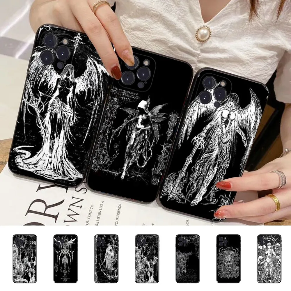 Gothic Girl Sculpture Retro Phone Case Silicone Soft for iphone 16 15 14 13 12 11 Pro Mini XS MAX Plus X Cover