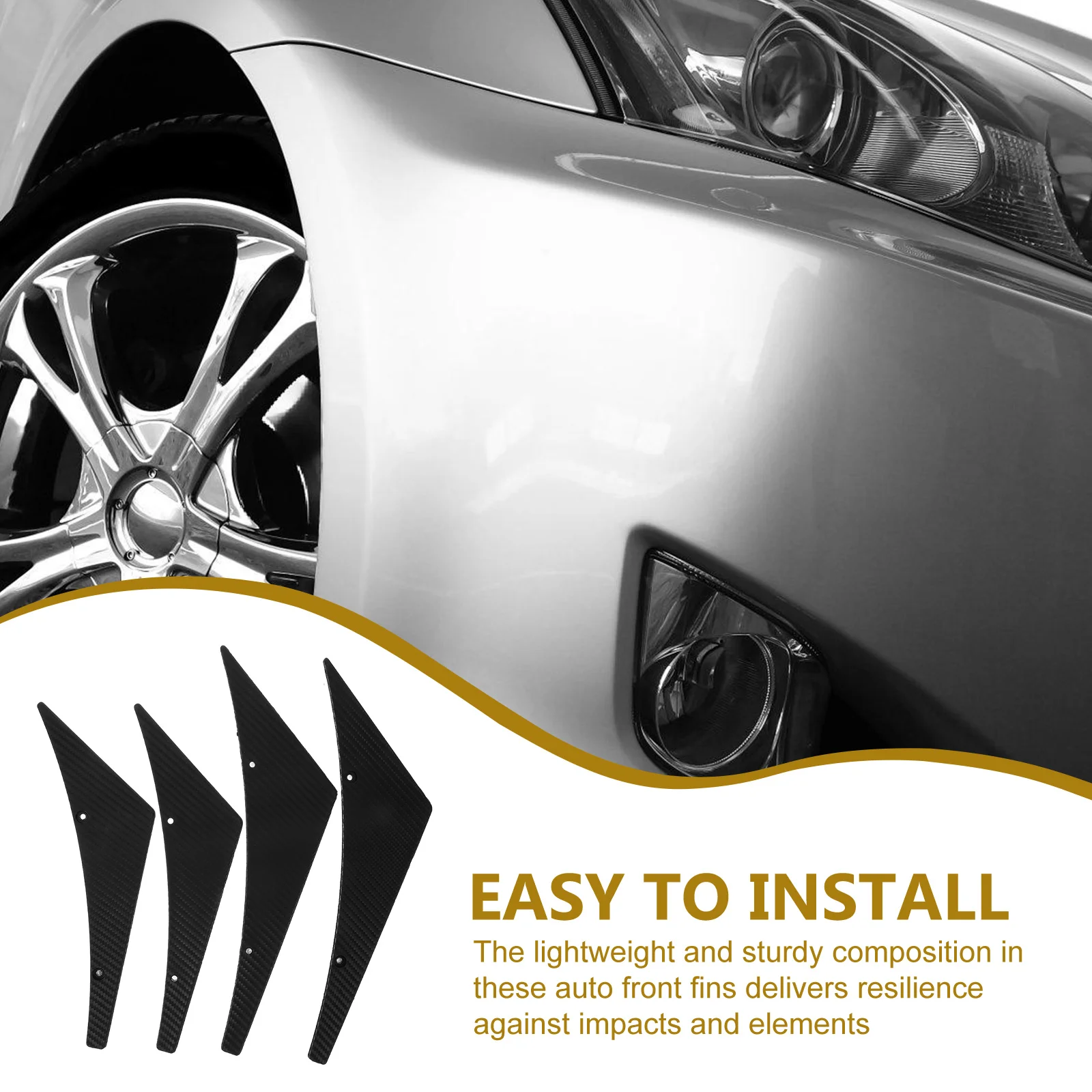 

4pcs Carbon Fiber Spoiler Canards Front Lip Splitter Universal Automotive Front Spoiler Lightweight Car Exterior Fins Car Body