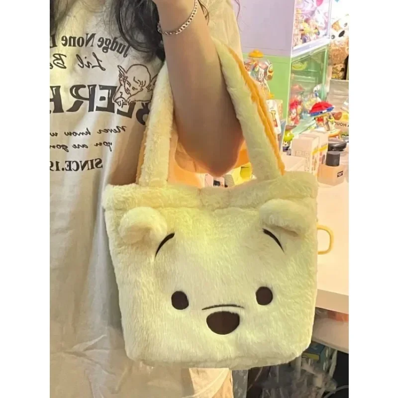 Disney-Sac à main double face Harvey Bear Winnie Tiggo pour fille, sac en peluche de grande capacité, cadeau d'anniversaire, jouet initié simple