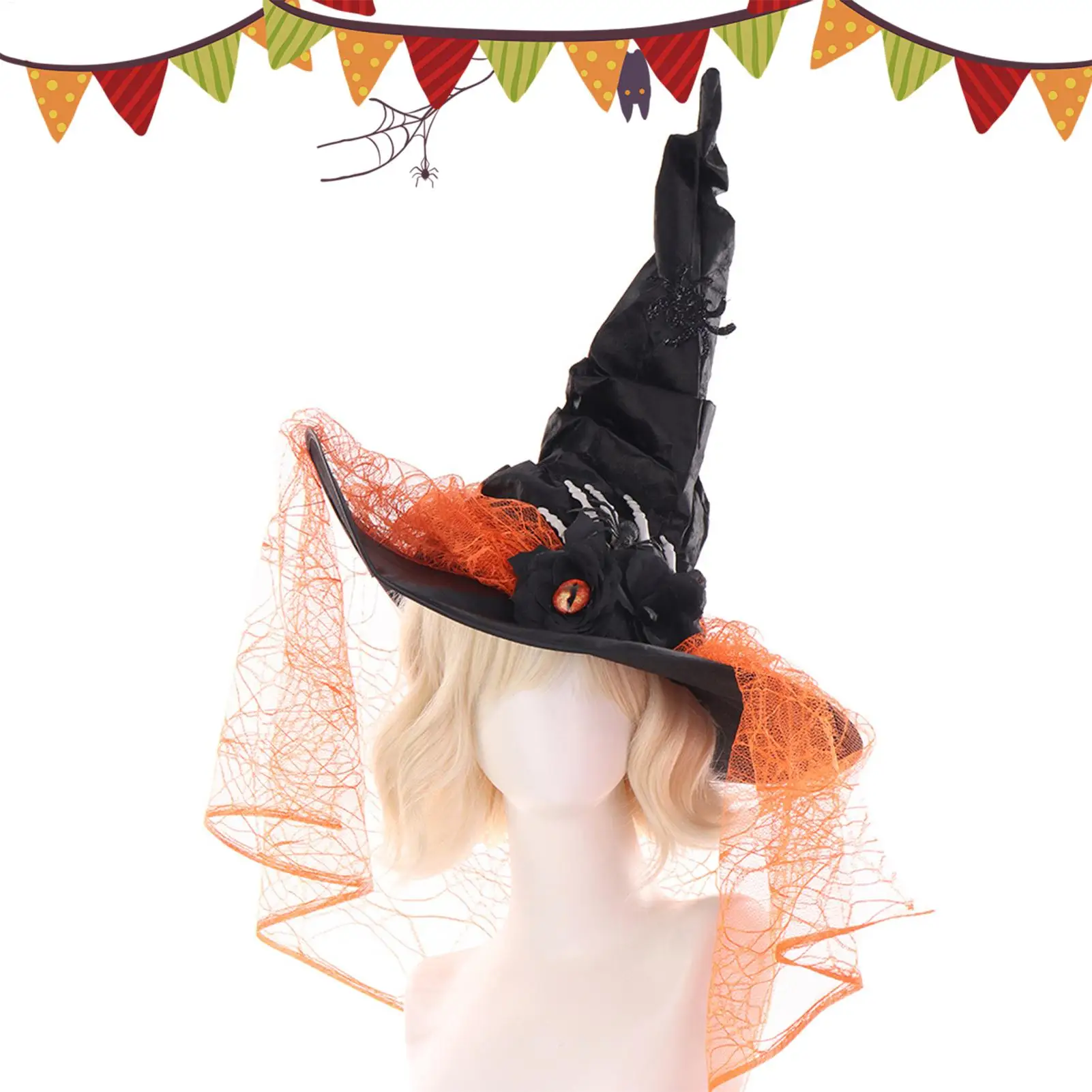 

Хэллоуин Ведьмы Шляпа Острый Кружевной Готический Головной Убор Хэллоуин Паук Взрослый Шляпа Ведьмы Для Выпускного Вечера Маскарада Вечерние Декоры