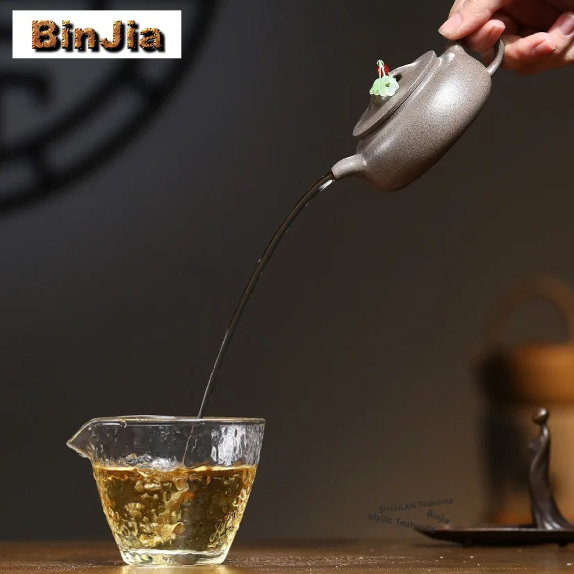140ml Vintage Yixing Purple Clay Teapots Handmade Large Caliber Pot Raw Ore Livid Section Mud Kettle Zisha Tea Set Collection