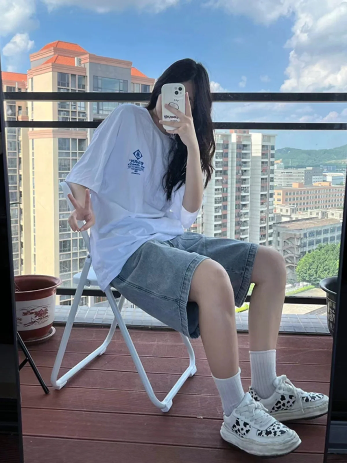Loose Casual Women's Short Jeans Summer Wide Leg Pants Student Slim Straight Fit High Waist Thin Blue Denim Fabric Spring Season