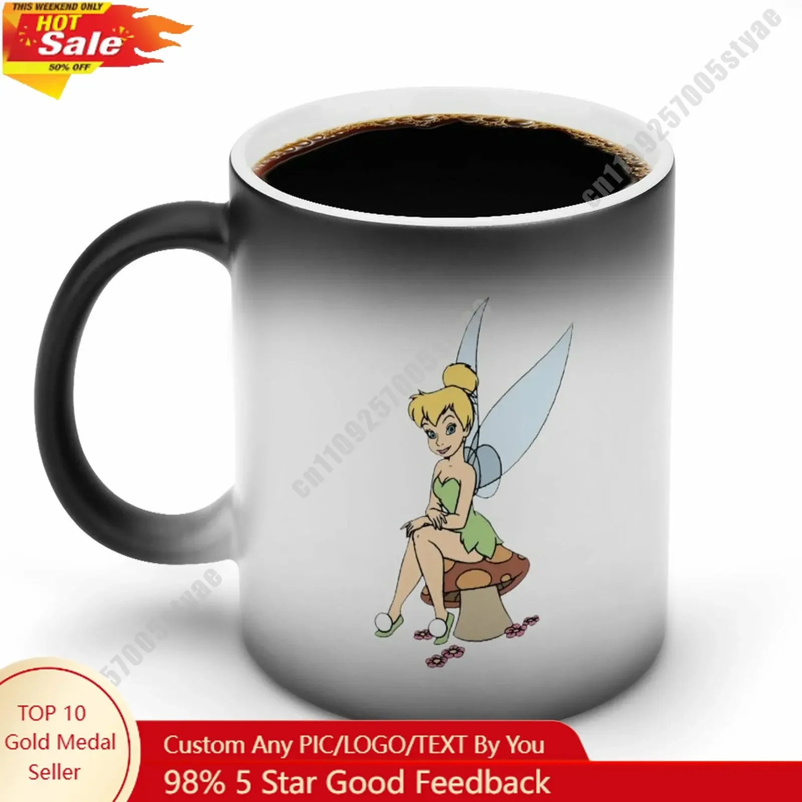 

Tinker Bell Color Changing Mug Disney Cartoon Custom Personalized Photo Printing DIY Coffee Cup Birthday Gift Ceramic Mug