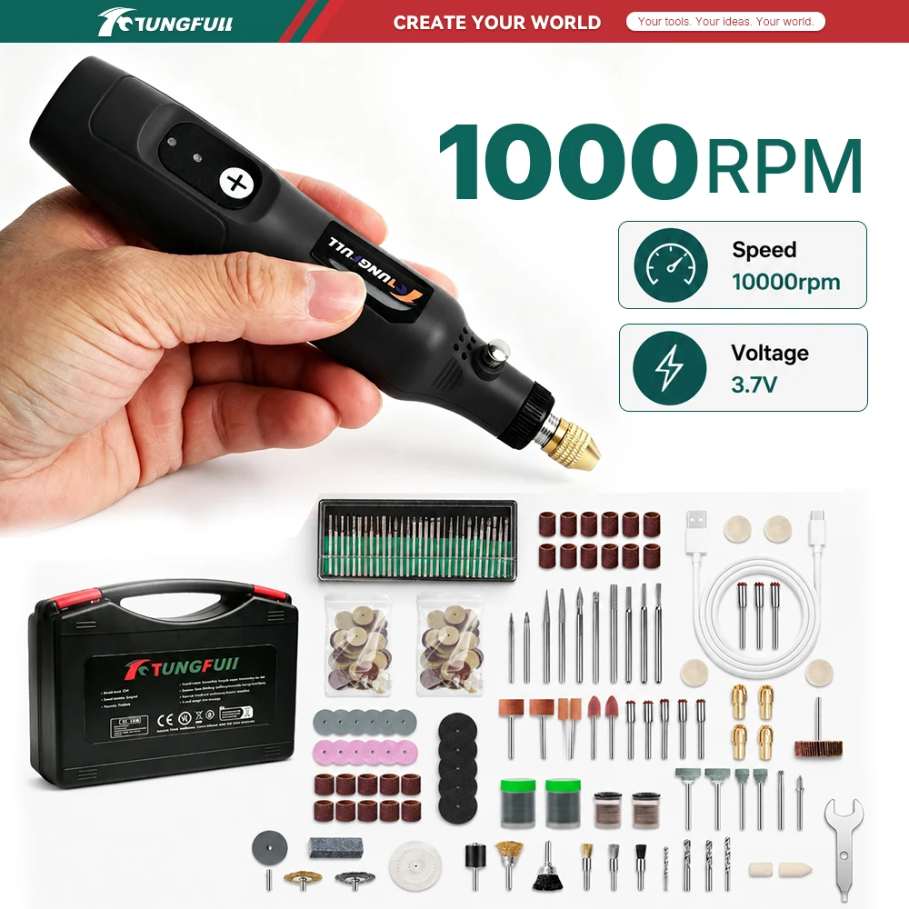 Cordless Rotary Tool Rechargeable Mini Electric Grinder Engraving Pen Multi‑function Grinding Polishing For DIY Craft Working