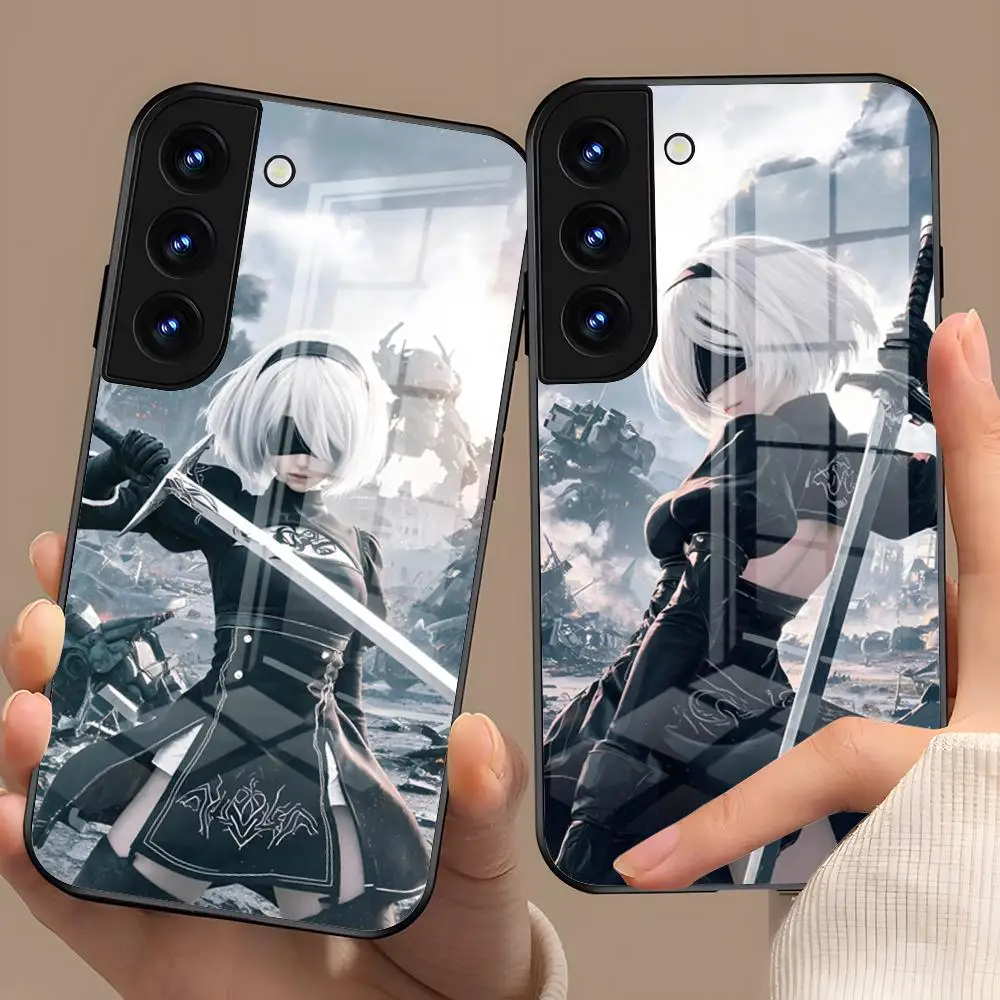 2B Nier Automata Anime Phone Case For Samsung A57 A37 A17 A56 A36 A26 A16 A25 A35 A55 A34 A24 A54 Glass Case