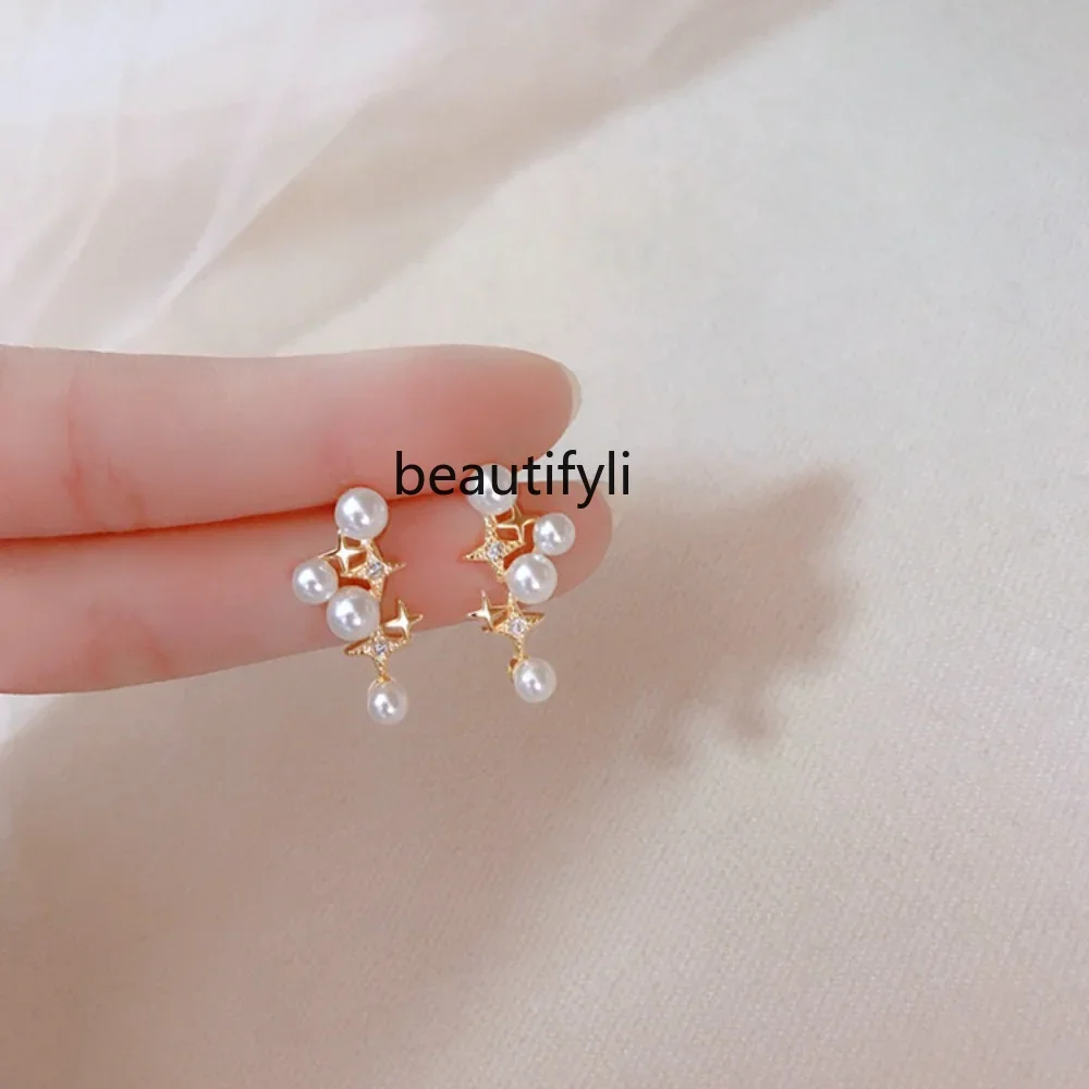 

yj Elegant Pearl Earrings Ear Studs Light Luxury Minority Earrings for Women Non-Piercing Ear Clip