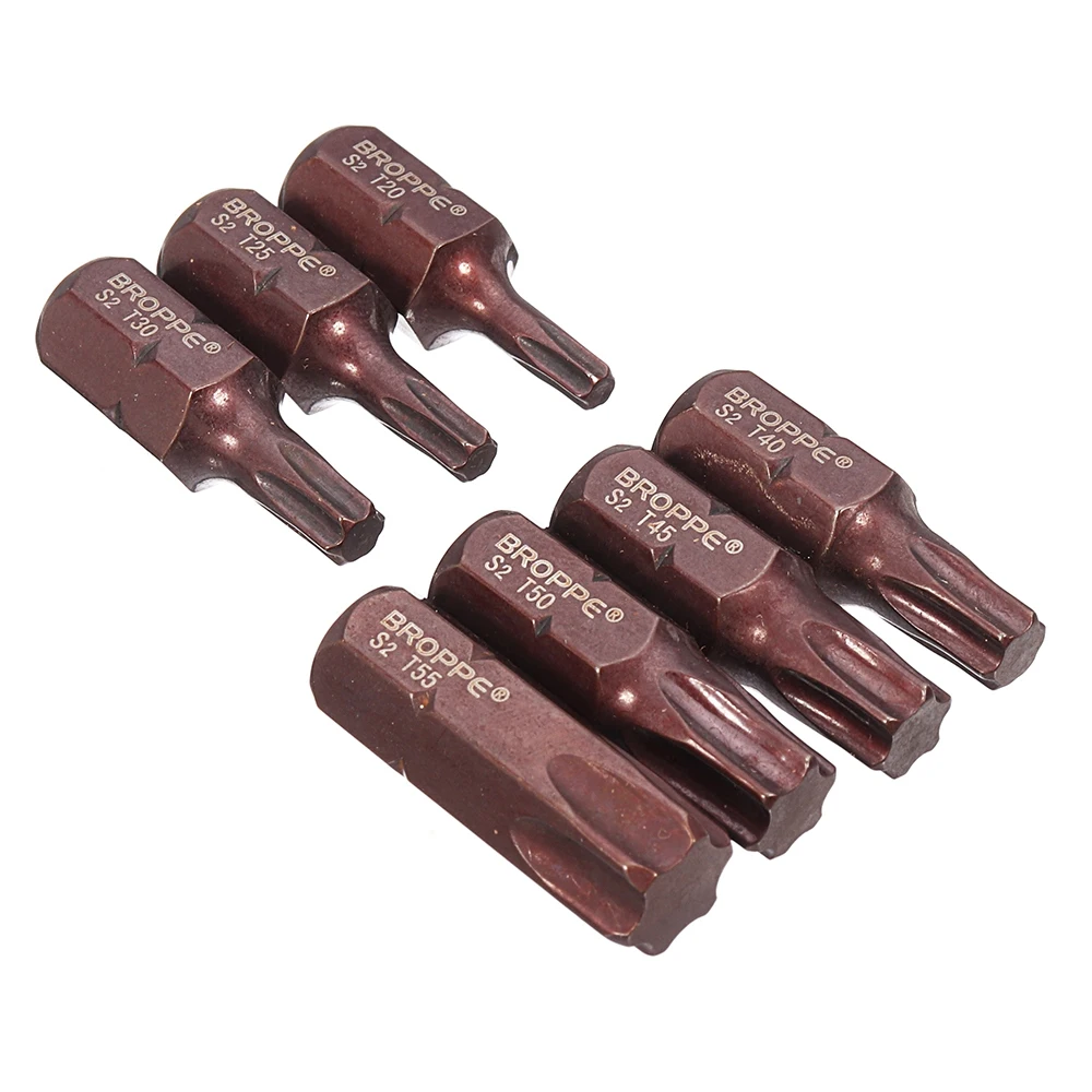 7Pcs T20-55 Torx Screwdriver Bit S2 Steel 10mm Hex Shank for Impact Screwdriver T20/T25/T30/T40/T45/T50/T55