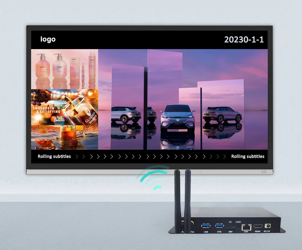 Metallgehäuse RK3576 4G-Modul SIM Android Digital Signage Werbung 4K UHD HD-MI Ausgang Cloud-basierter Media Player – Detail 7