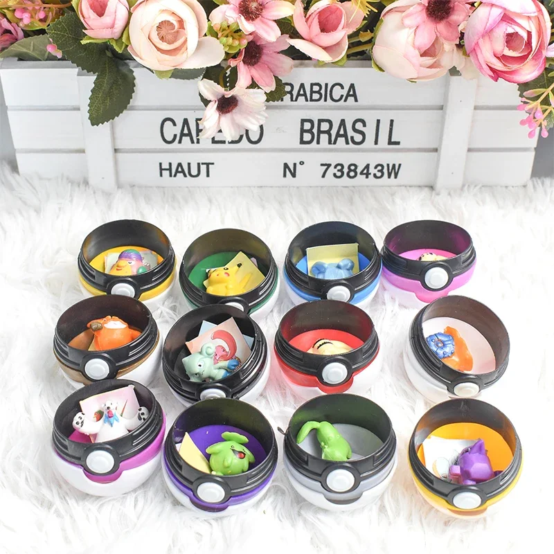 12 pezzi Pokemon Figura Pokeball Giocattoli Pikachu Charmander Anime Figura Kawaii Doll Poke Ball Raccogliere Accessori Regali di compleanno per bambini