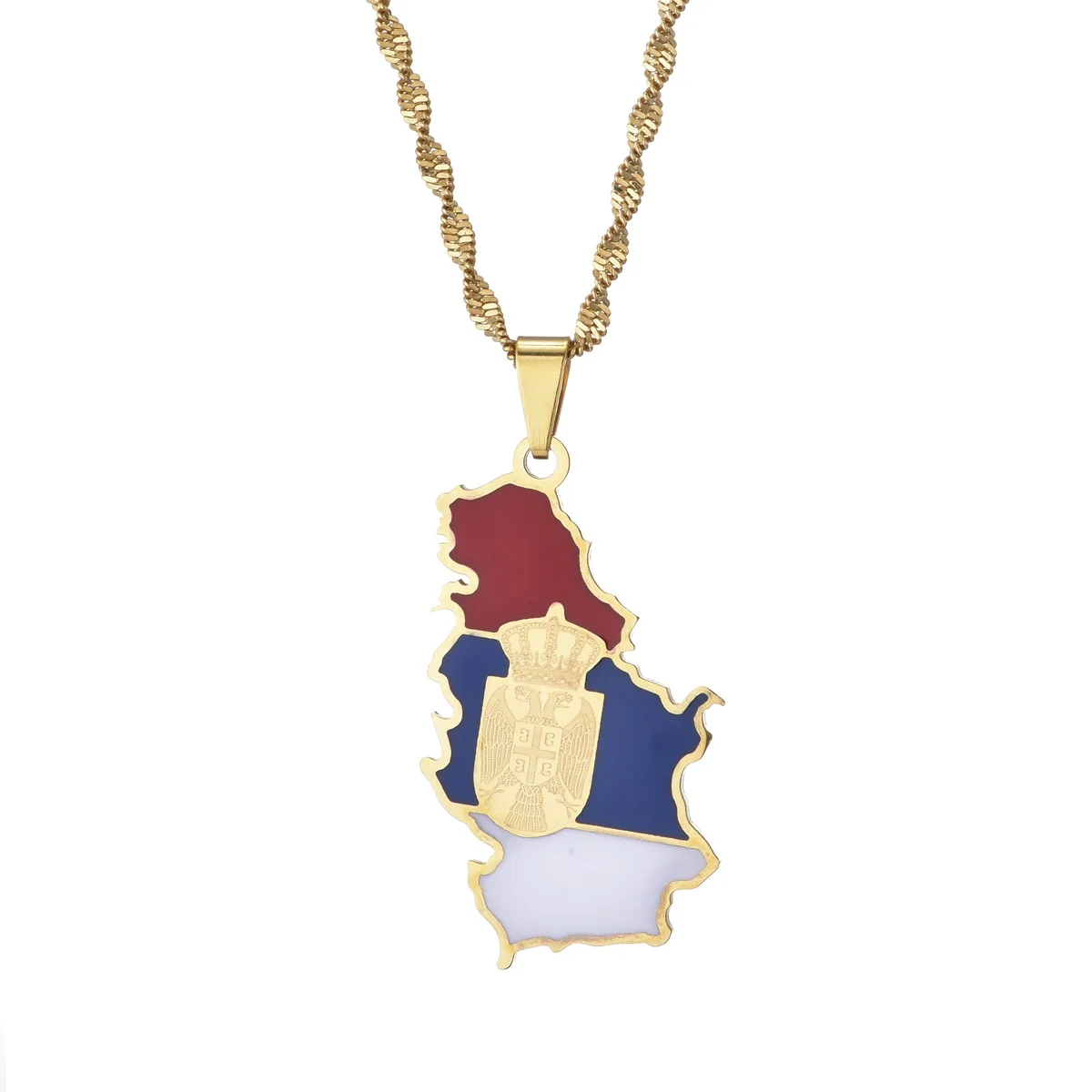 Serbia Eagle Map Flag Pendant Necklaces for Women Men Srbija Jewelry Serbian