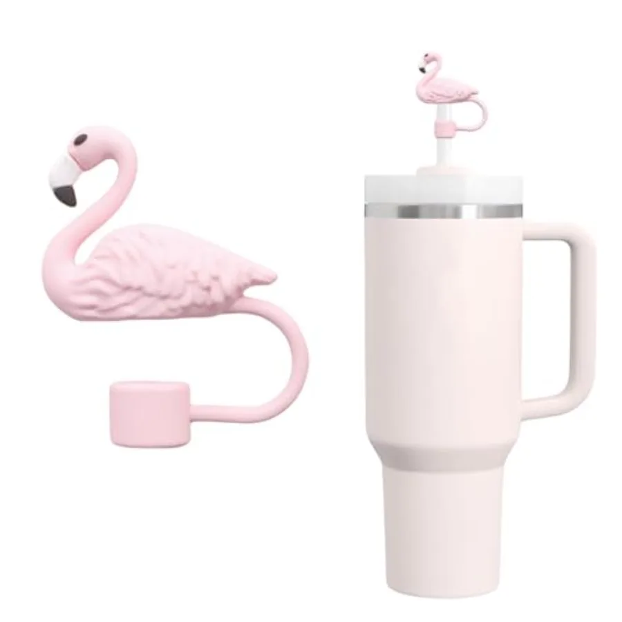 

Straw Cover for Stanley Cup 10mm 0.4in Flamingo Shape Silicone Straw Topper for Stanley Tumbler 30Ozand40Oz