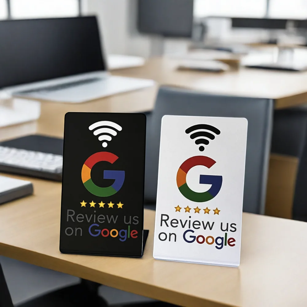 مخصص. PVC NFC حامل الحنفية بطاقات ملصق Ntag 213 / 215 / 216 بطاقة مراجعة Google #2