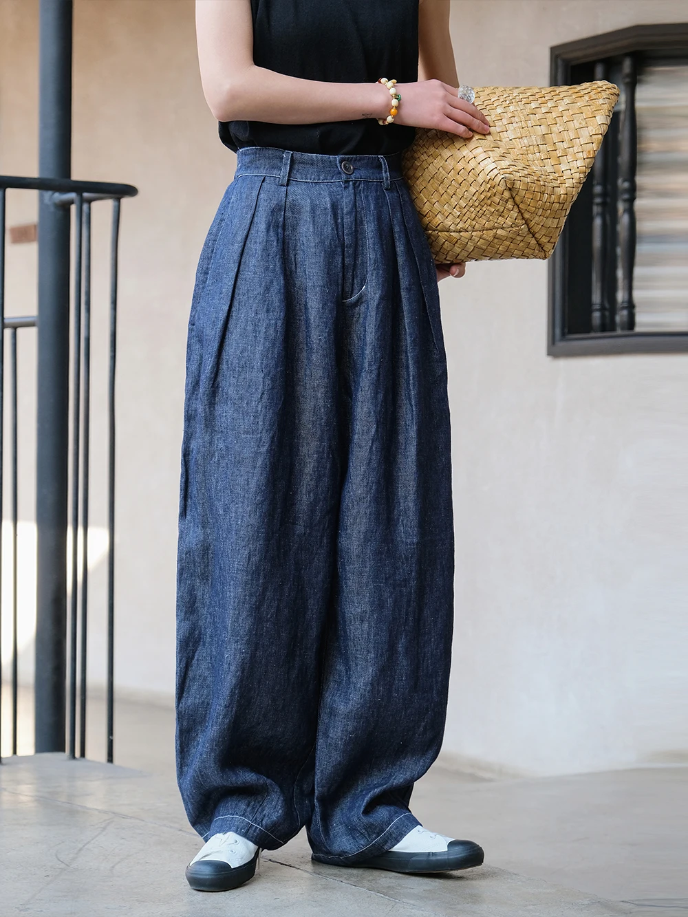 

Spring New Arrival Han Han Lin Casual Sle Wide Leg Pants Color Woven Slant Pattern Slimming Effect Comfortable Breathable D...