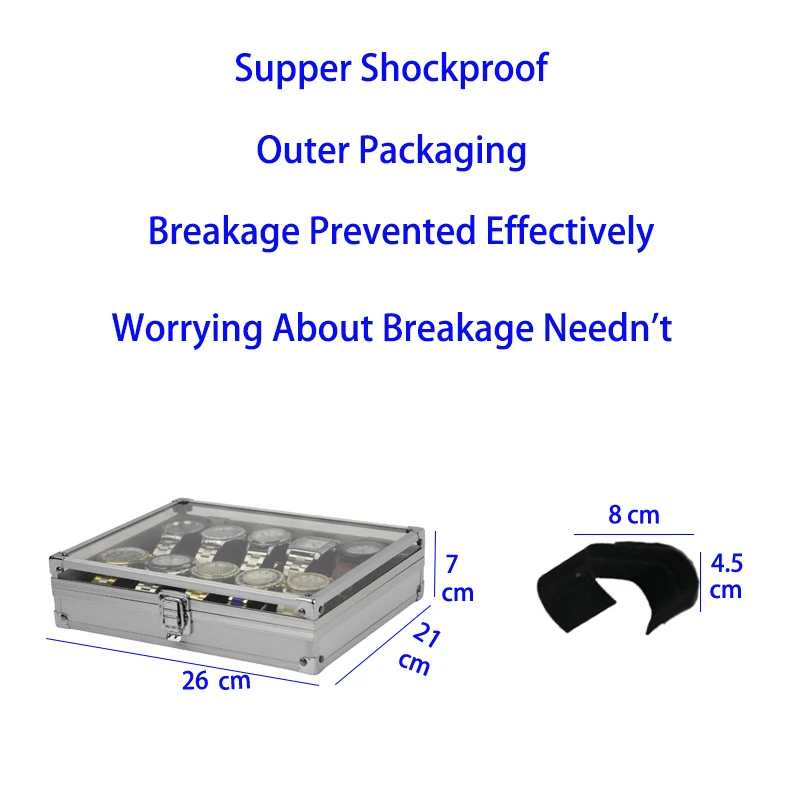 Органайзер для часов из алюминиевого сплава с отделениями для рукоделия, органайзер для хранения ювелирных изделий, прозрачный чехол для часов с подставкой, коробка для часов