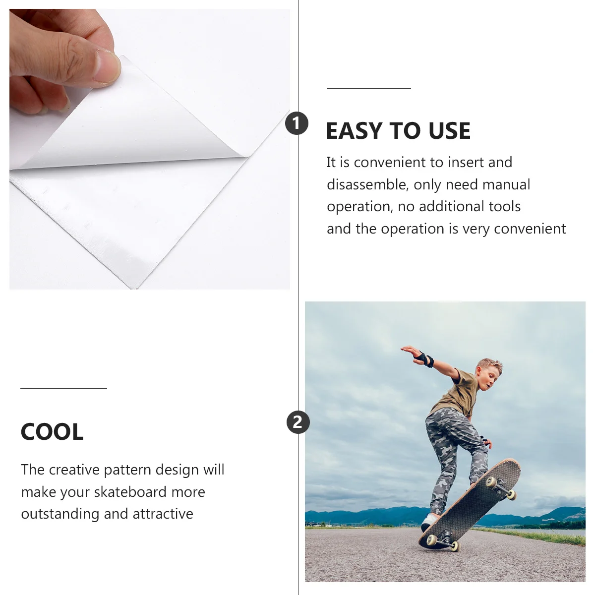 

1Pcs Skateboard Stickers Matte Waterproof Skateboard Adornments Simple to Use and Durable for Board Decorative Stickers