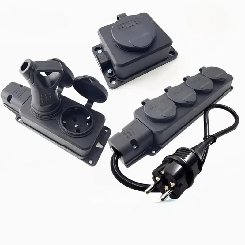 

European standard power strip high power stage 16A plug socket anti-splash plug board German power connector IP44 Euro