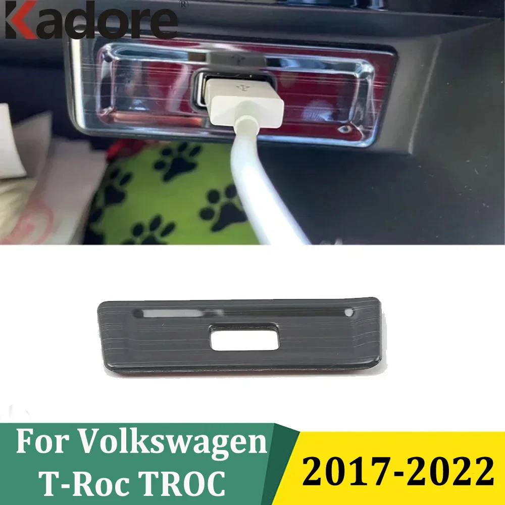 

For Volkswagen VW T-Roc TROC 2017 2018 2019-2022 Front USB Power Charge Switch Panel Cover Trim Frame Interior Accessories