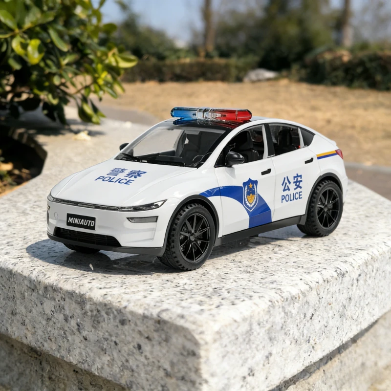 

1:32 Model Y Police Car Model Pull Back Sound and Light Children's Toy Gift Diecast Alloy Car Model Collectible Gift